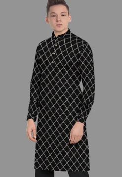 Embroidered Georgette Kurta in Black