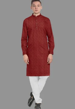 Embroidered Georgette Kurta in Maroon