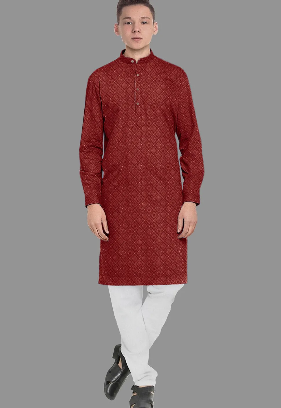 Embroidered Georgette Kurta in Maroon