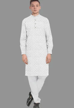 Embroidered Georgette Kurta Set in White