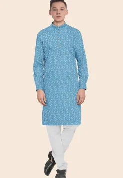 Embroidered Georgette Kurta Set in Sky Blue