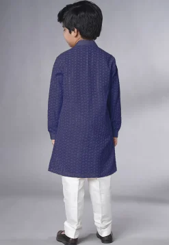 Embroidered Georgette Kurta Set in Navy Blue