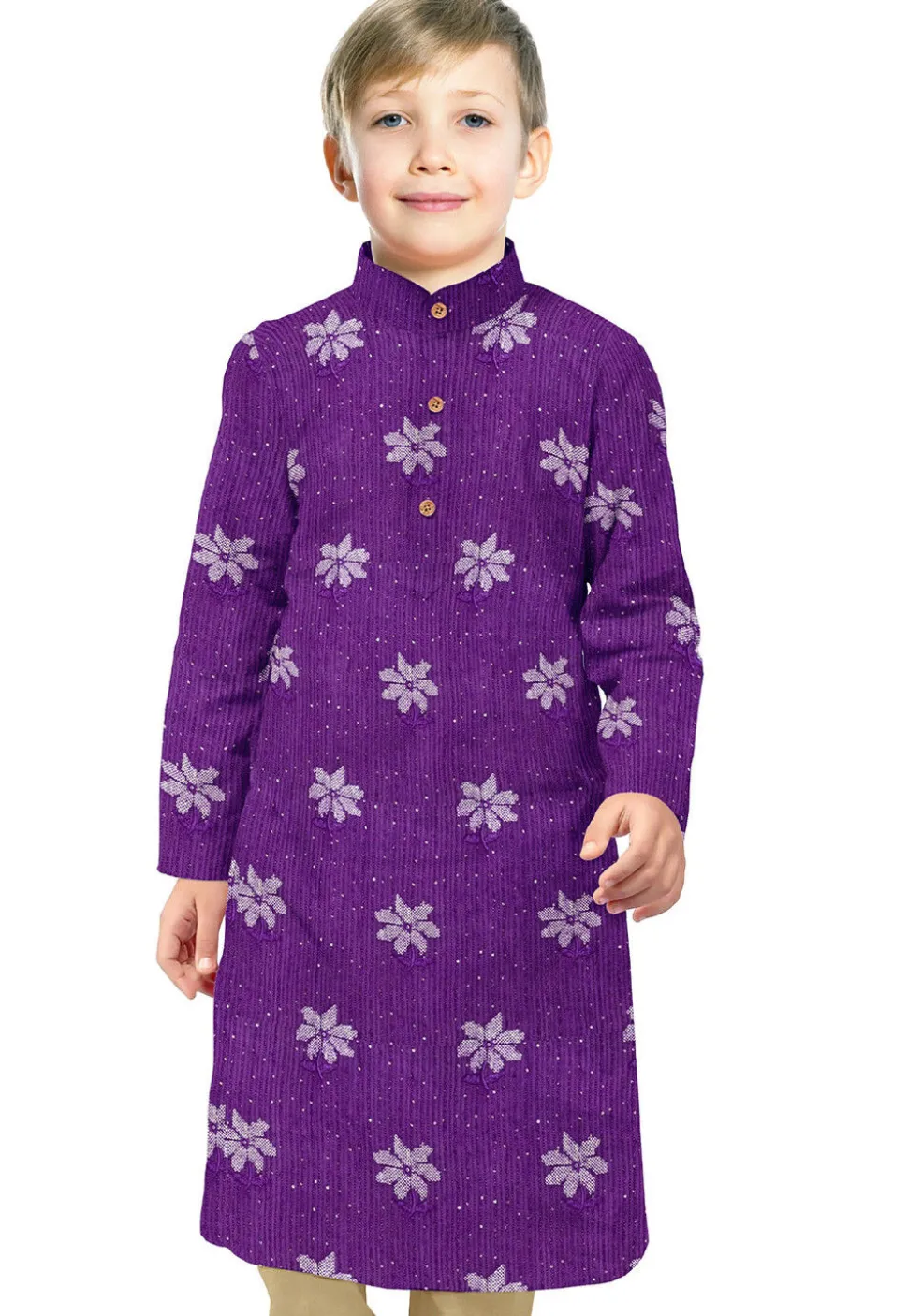 Embroidered Georgette Kurta in Purple