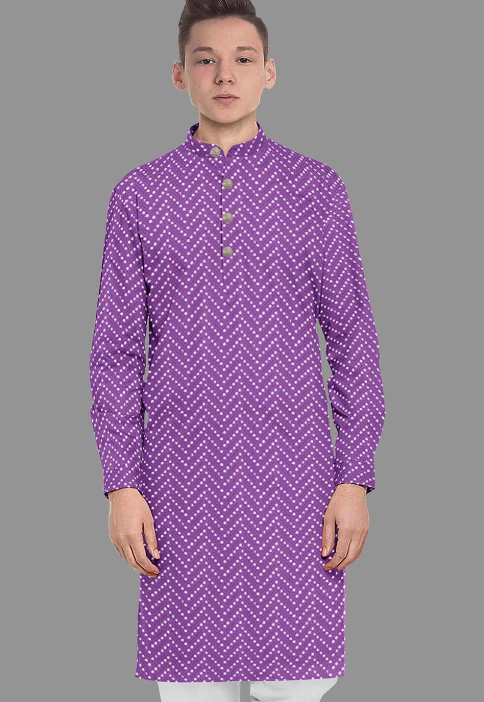 Embroidered Georgette Kurta in Purple