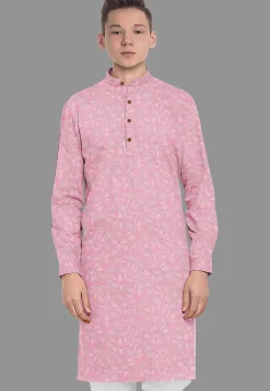 Embroidered Georgette Kurta in Pink