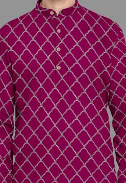 Embroidered Georgette Kurta in Magenta