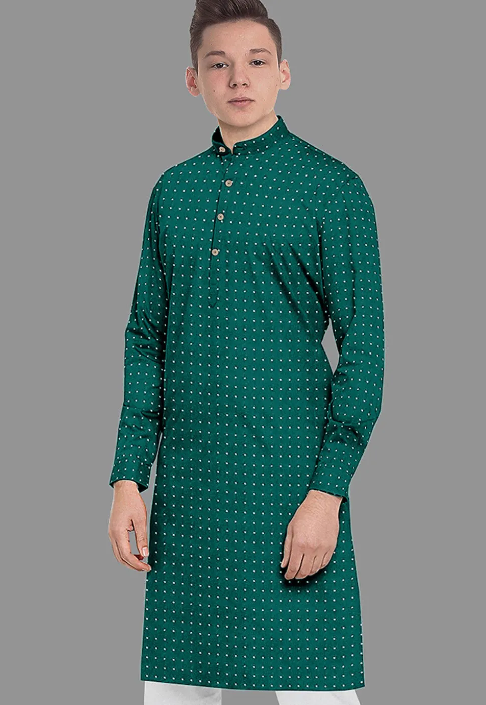 Embroidered Georgette Kurta in Dark Green