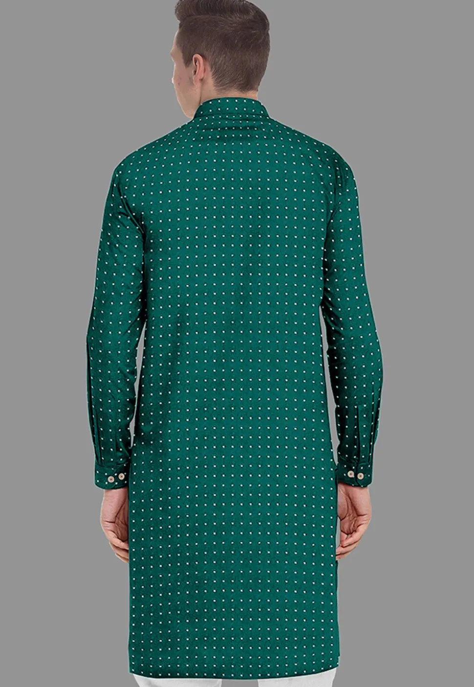 Embroidered Georgette Kurta in Dark Green