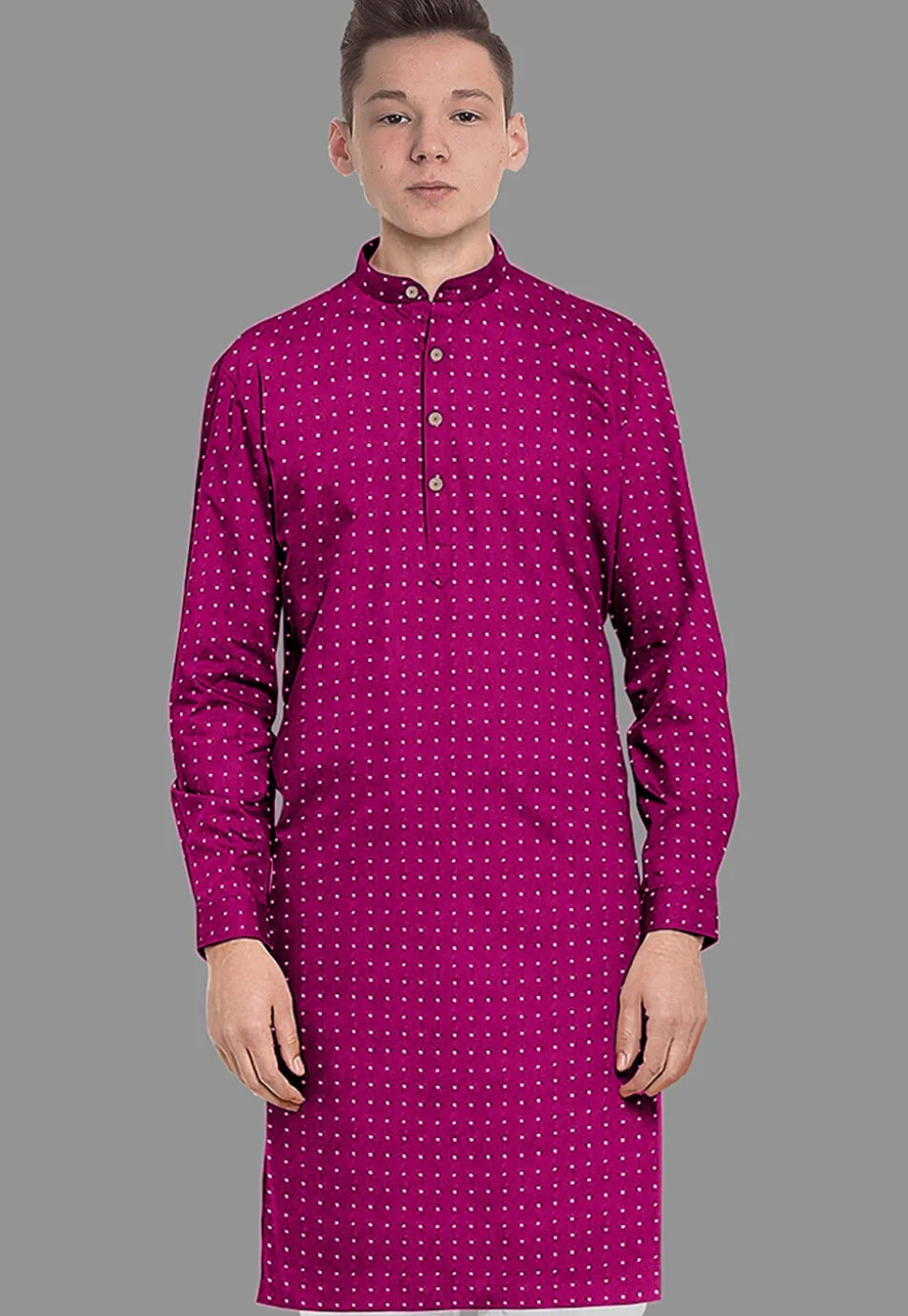 Embroidered Georgette Kurta in Magenta