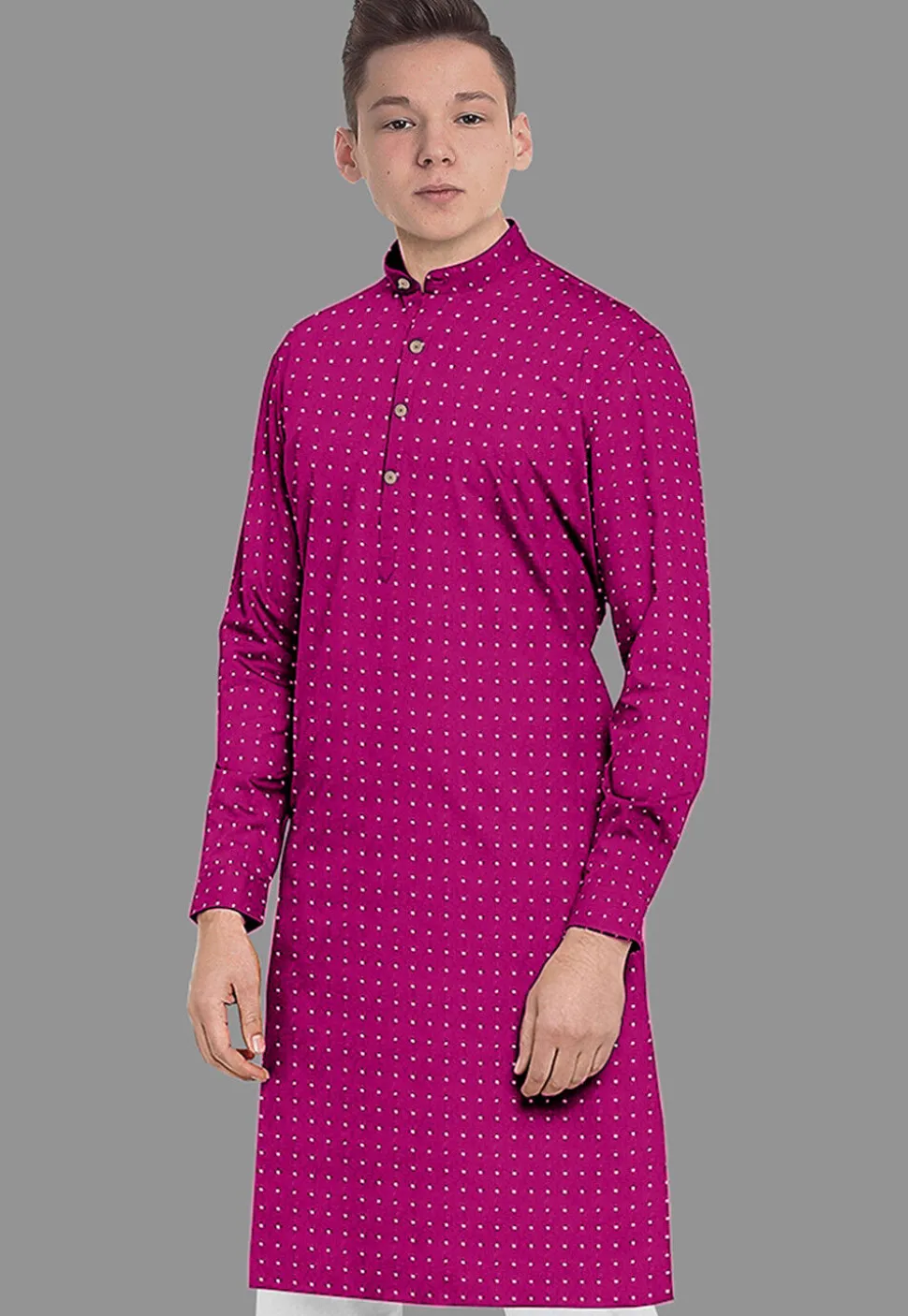 Embroidered Georgette Kurta in Magenta