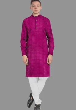 Embroidered Georgette Kurta in Magenta