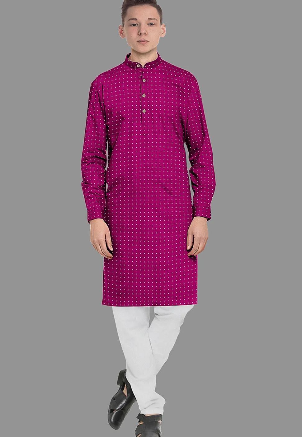 Embroidered Georgette Kurta in Magenta