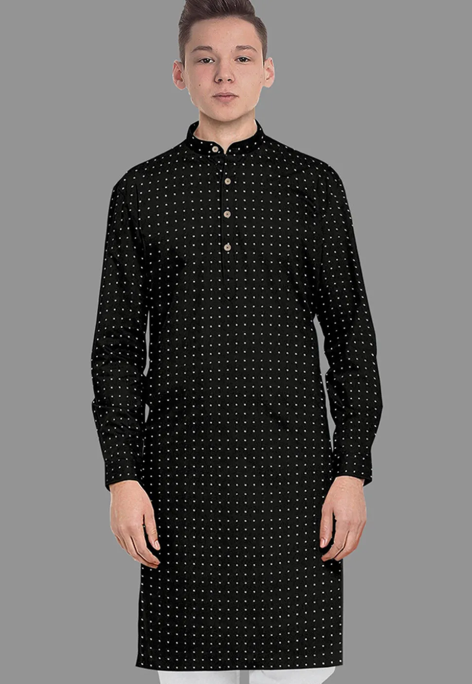 Embroidered Georgette Kurta in Black