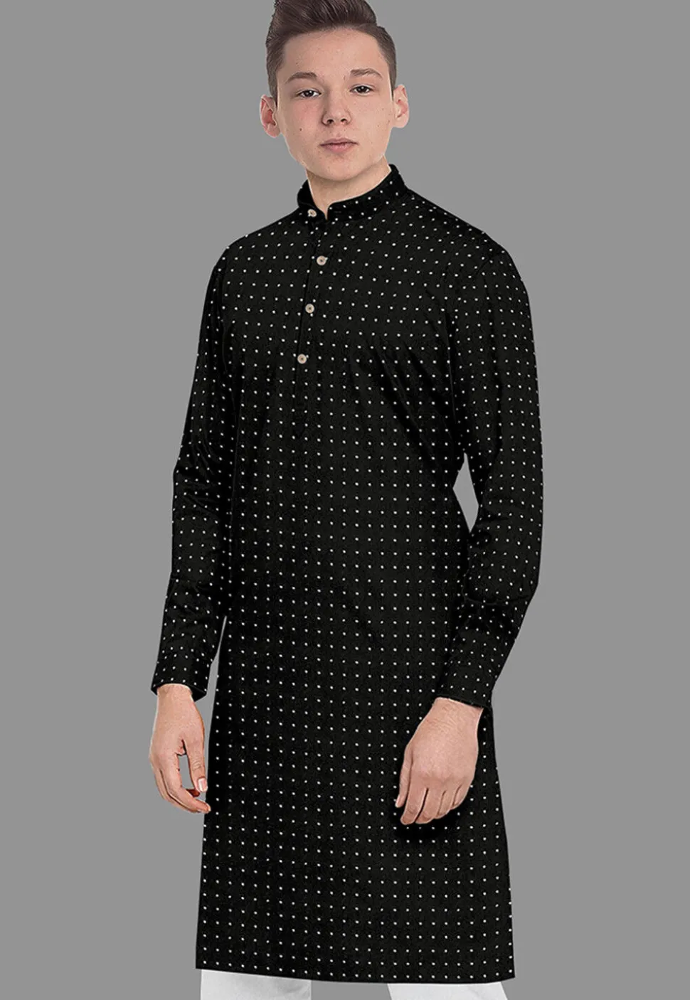 Embroidered Georgette Kurta in Black