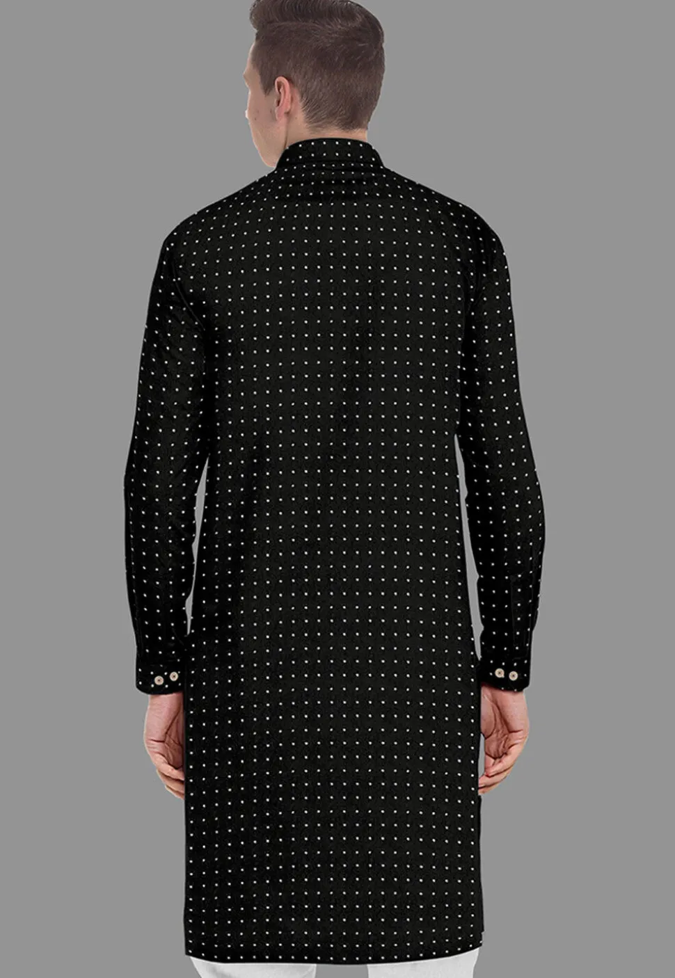 Embroidered Georgette Kurta in Black