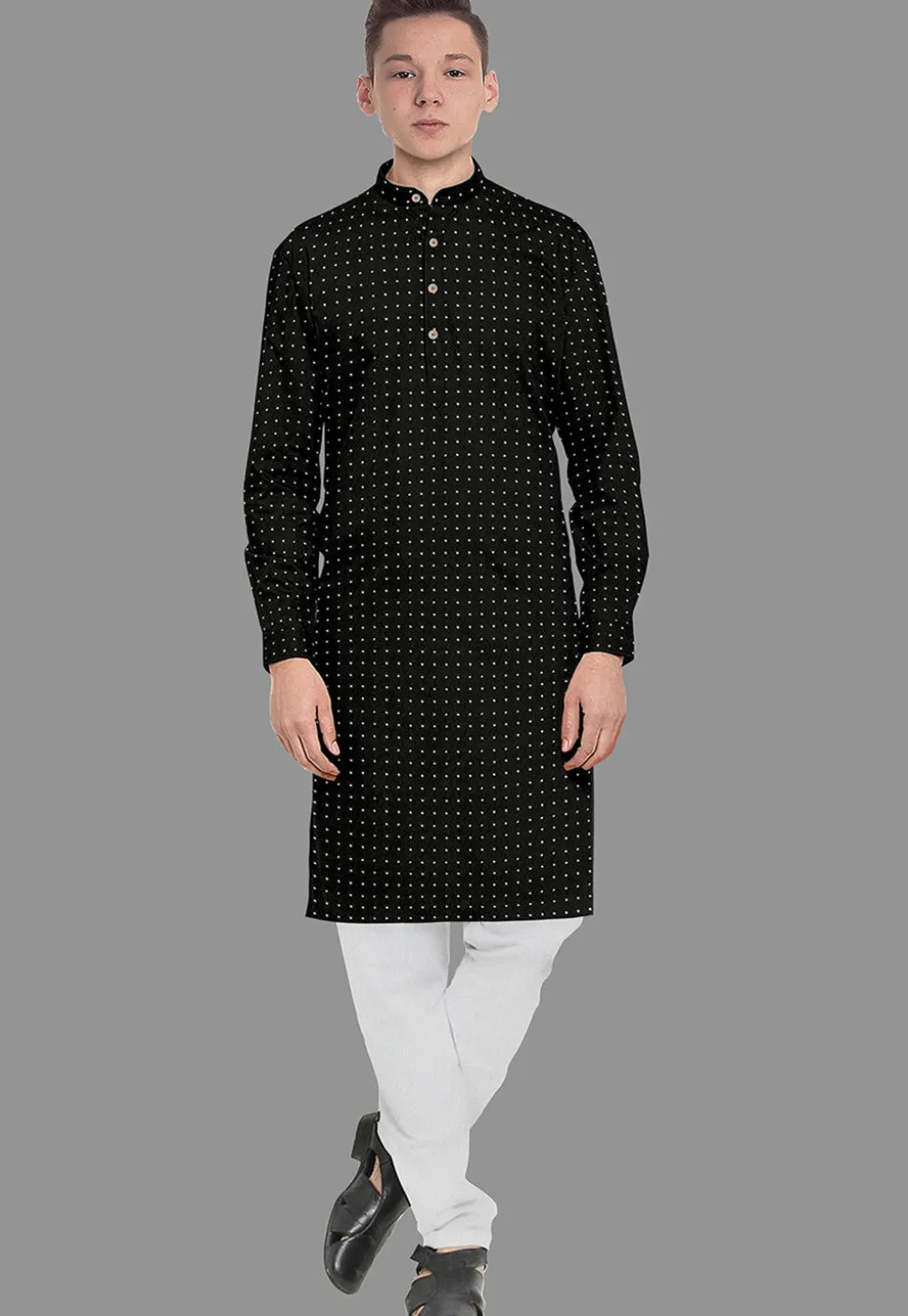 Embroidered Georgette Kurta in Black