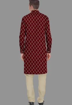 Embroidered Georgette Kurta Set in Maroon