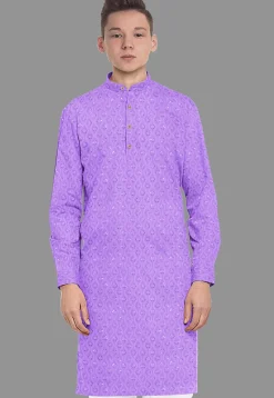 Embroidered Georgette Kurta in Light Purple