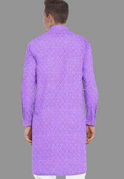 Embroidered Georgette Kurta in Light Purple