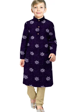 Embroidered Georgette Kurta Set in Dark Purple