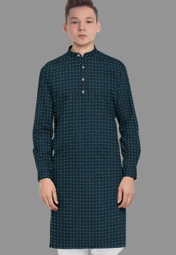 Embroidered Georgette Kurta in Indigo Blue