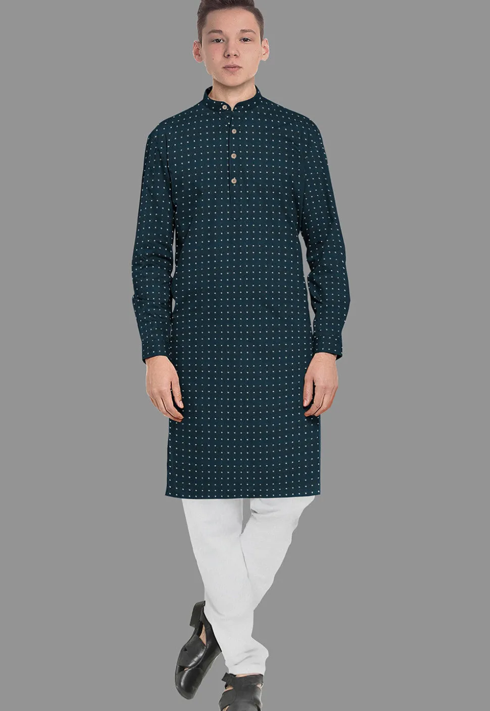 Embroidered Georgette Kurta in Indigo Blue