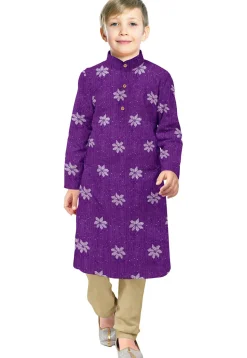 Embroidered Georgette Kurta Set in Purple