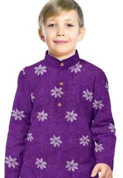 Embroidered Georgette Kurta Set in Purple