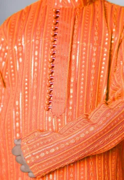 Embroidered Georgette Kurta Set in Orange