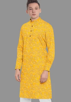 Embroidered Georgette Kurta in Yellow
