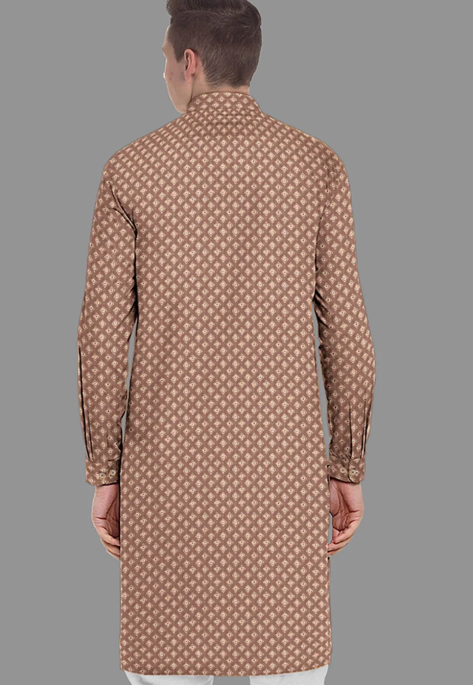 Embroidered Georgette Kurta in Rose Gold