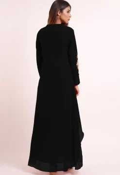 Embroidered Georgette Kurta Set in Black