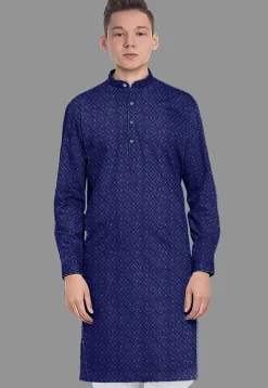 Embroidered Georgette Kurta in Royal Blue