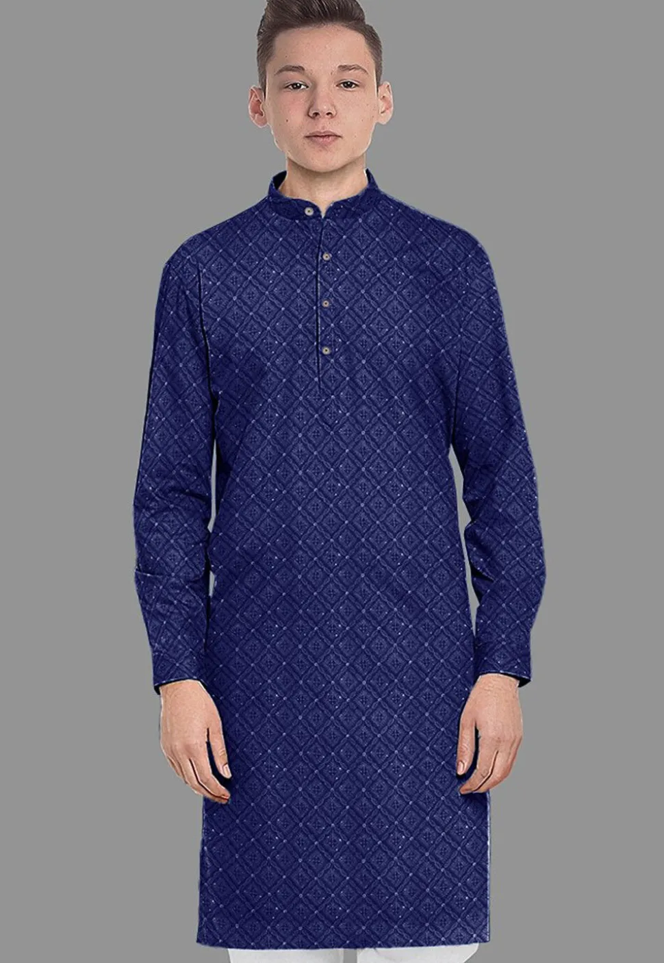 Embroidered Georgette Kurta in Royal Blue