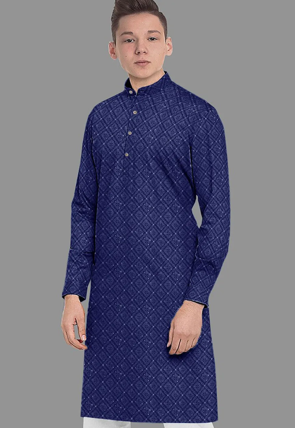 Embroidered Georgette Kurta in Royal Blue