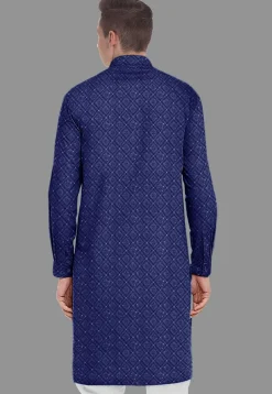 Embroidered Georgette Kurta in Royal Blue