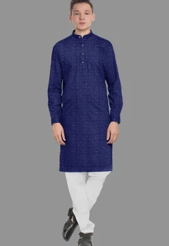 Embroidered Georgette Kurta in Royal Blue