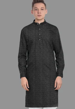 Embroidered Georgette Kurta in Black