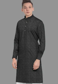 Embroidered Georgette Kurta in Black