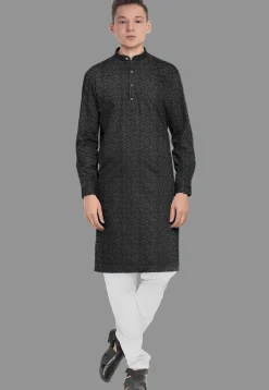 Embroidered Georgette Kurta in Black