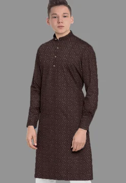 Embroidered Georgette Kurta in Brown