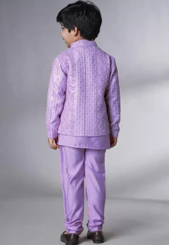 Embroidered Georgette Kurta Set in Light Purple