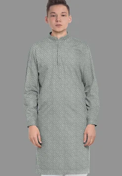 Embroidered Georgette Kurta in Grey