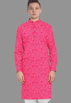 Embroidered Georgette Kurta in Fuchsia