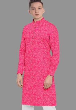 Embroidered Georgette Kurta in Fuchsia