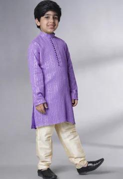 Embroidered Georgette Kurta Set in Purple