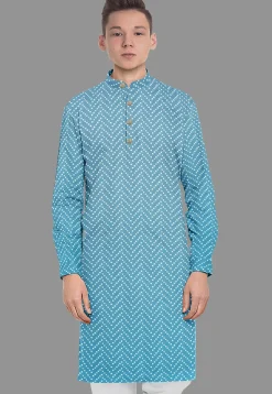 Embroidered Georgette Kurta in Turquoise