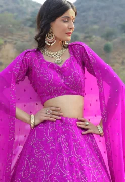 Embroidered Georgette Lehenga in Light Purple