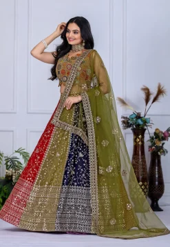 Embroidered Georgette Lehenga in Multicolor
