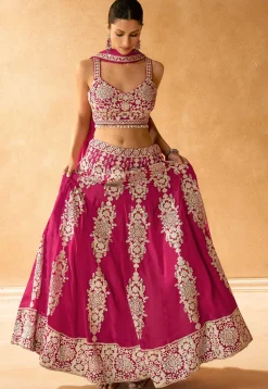 Embroidered Georgette Lehenga in Pink
